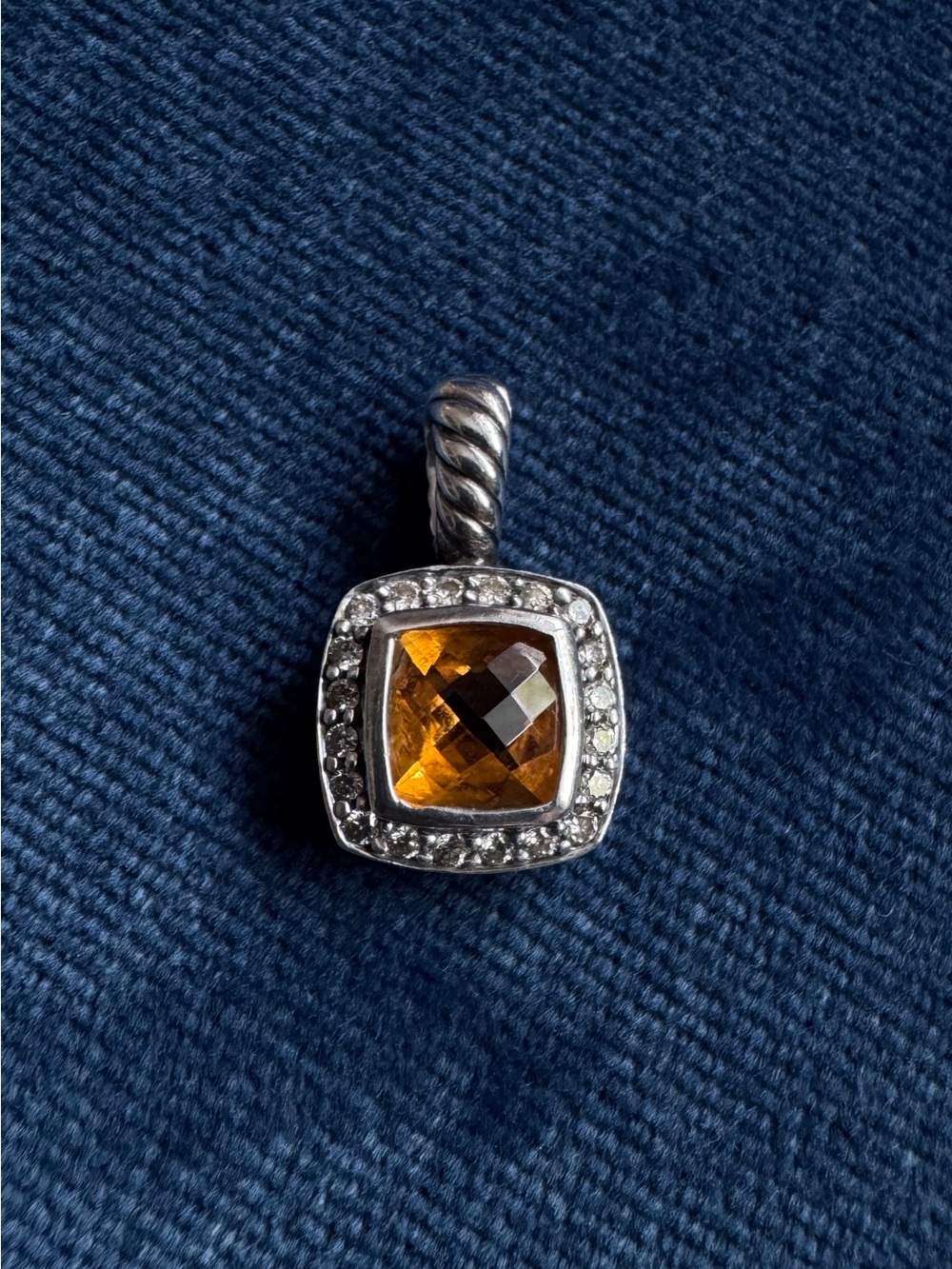 David Yurman 925 Sterling Silver Citrine
& Diamond Petite Albion Pendant‎